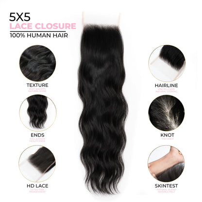 5X5 Wavy HD Swiss Closure