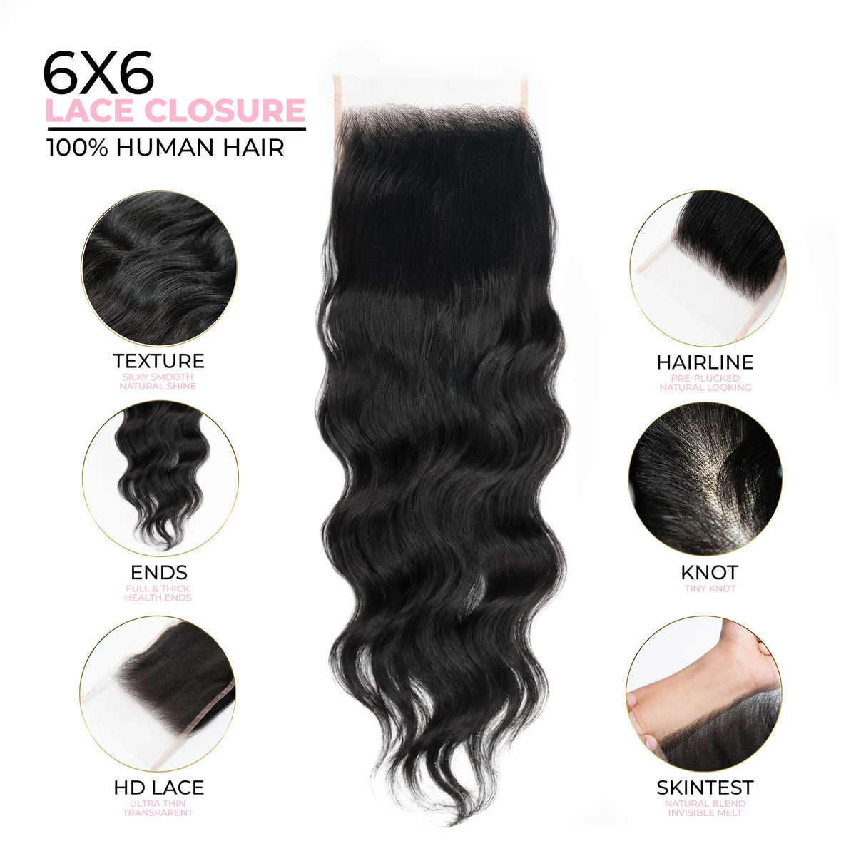6X6 Wavy HD Swiss Closure