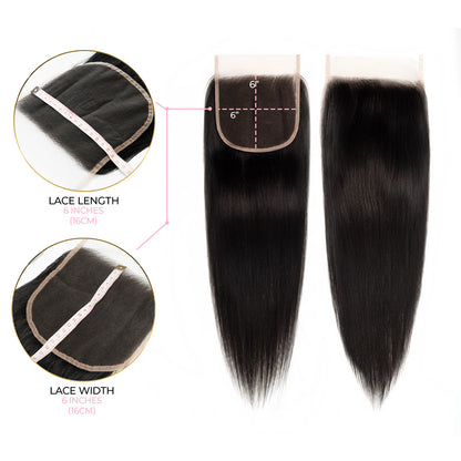 6X6 Straight HD Swiss Closure