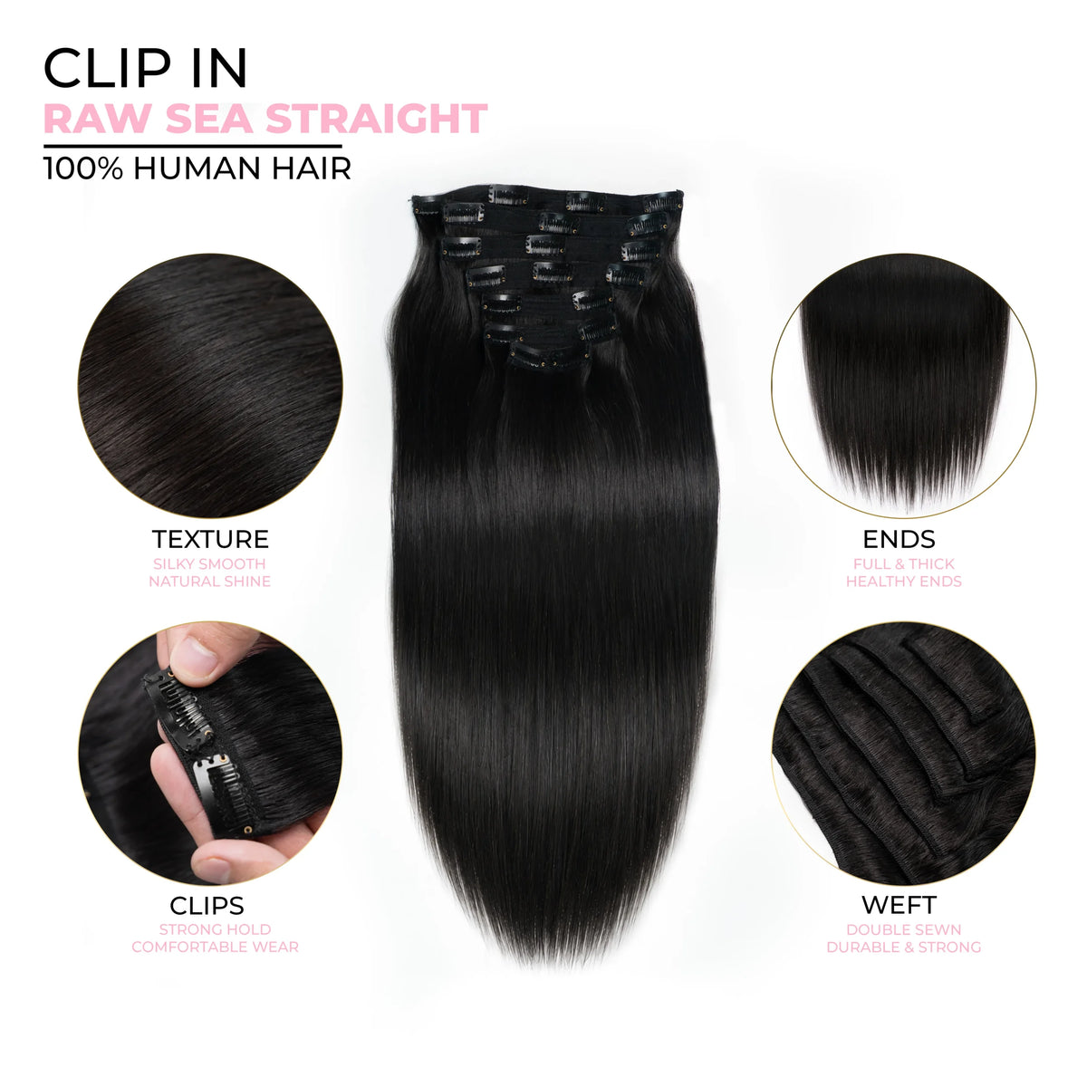 Raw Sea Straight Clip-Ins