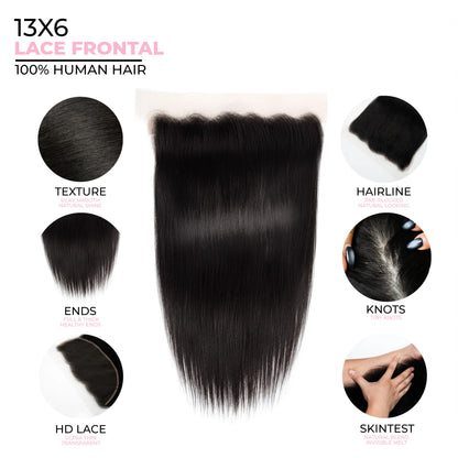 13X6 Straight HD Swiss Frontal